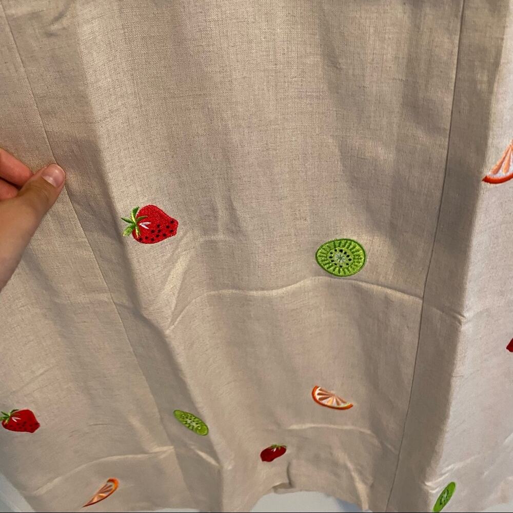 Vintage Jillian Jones Tan Neutral Fruit Embroidered Mini Dress 14 - Picture 11 of 16